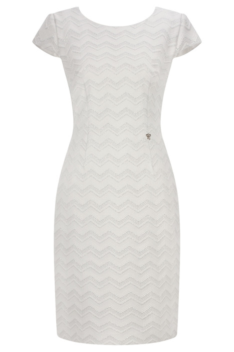 Sukienka Dagon 2567 biała w geometryczne wzory